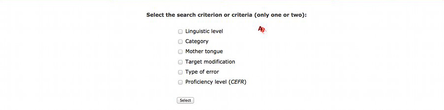 Selection of the criteria to consult the errors