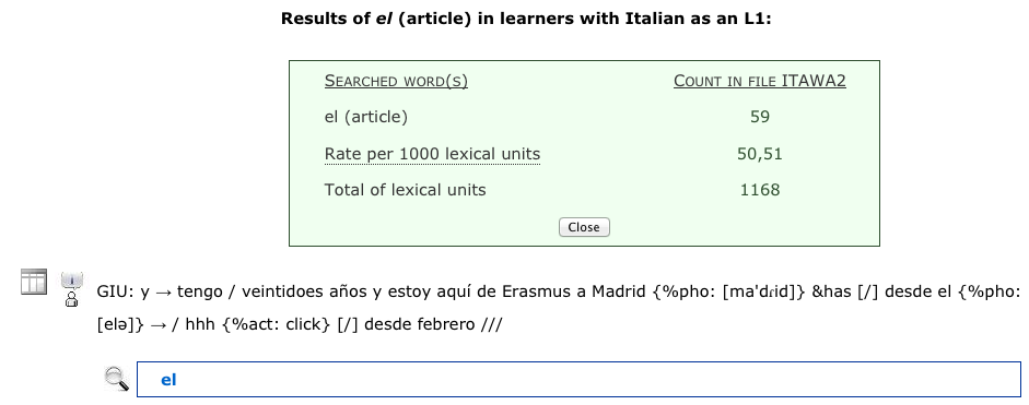 Count of lexical units in the corpus