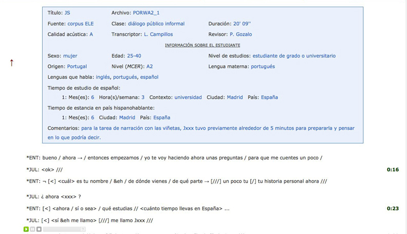 Vista de la página para escuchar la entrevista