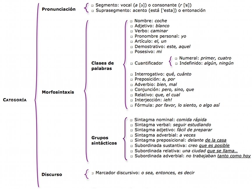 Categorías y ejemplos